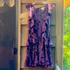 Ruffles, flowery and tiered dress in wine, black and multiple colors, flirt